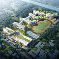 Style Nine-year Primary and Secondary School Foreign Language School International School 3d model