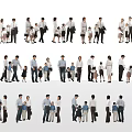 2D character parent-child family combination 3d model