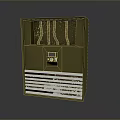 Modern Olive Green Furniture Cabinet With Glass Door Black Lines Control Panel And Louvered Bottom