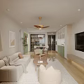 Cozy Natural Wood Tone Integrated Living And Dining Room Modern Home Interior Design