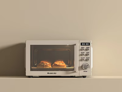 Galanz White Countertop Microwave Oven With Baking Bread And Digital 3d model