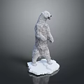Standing Polar Bear Statue With Snow Covered Base And Detailed Fur Texture