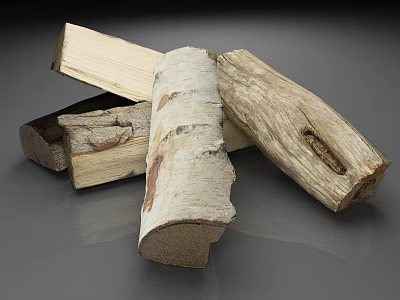 Stacked Natural Stone And Wood Pieces With Rough Textured Surfaces And Edges 3d model