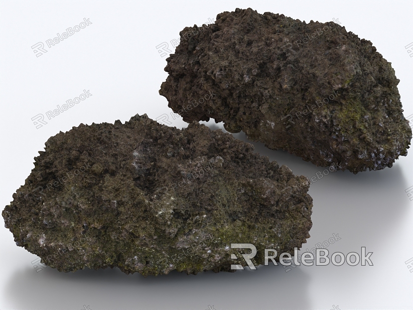 Stone boulder moss stone moss moss rock terrain rockery landscape stone model