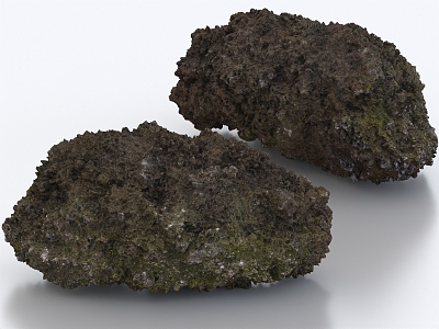 Stone boulder moss stone moss rock terrain rockery landscape stone 3d model