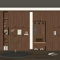 Modern Wooden Shoe Cabinet Interior With Storage Compartments Hanging Area And Bench