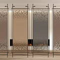 Modern Room Dividers with Metal Frames and Decorative Glass Panels for Interior Space Separation