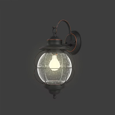 Vintage Outdoor Wall Light With Glass Globe Shade And Black Metal Bracket Design 3d model