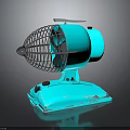 Turquoise Vintage Electric Fan With Metal Grid And Stable Base Design