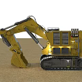Yellow Construction Functional Vehicle With Crawler Tracks And Excavator Bucket 3d model
