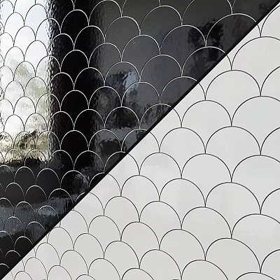 Scallop Shaped Decorative Components With Black And White Pattern For Interior Design 3d model