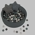 Children's Bed With Round Ball Pit Filled With Colorful Balls And Star Shaped Cushions