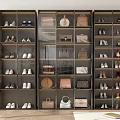 Modern Shoe Cabinet Design With Glass Doors For Shoes And Handbags Storage