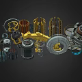 Engine Components Spaceship Components Spaceship Parts Mechanical Parts Future Weapon Components Low Face Number Low Model Simple Model Game Video Level Realism 3d model