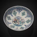 Artistic Dinnerware Set with Decorative Plate Ornate Border Blue White Traditional Patterns Central Motif