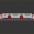 Red White Blue Modern Subway Train with Sleek Exterior and Multiple Carriages 3d model