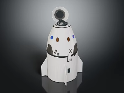 White Mechanical Device With Circular Top Colorful Dots And Rocket Like Fins 3d model