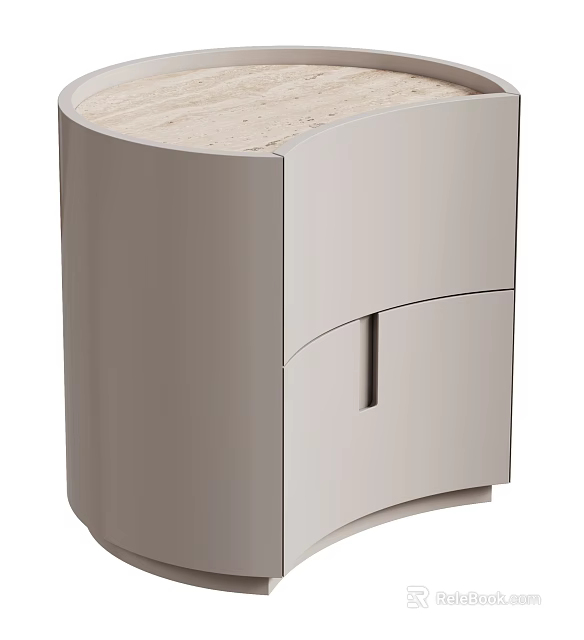 Modern Light Gray Bedside Table With Sleek Design And Single Drawer 3d model 