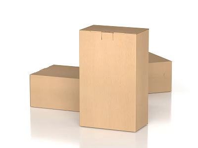 Three Brown Cardboard Boxes Stacked For Packaging And Storage Needs 3d model