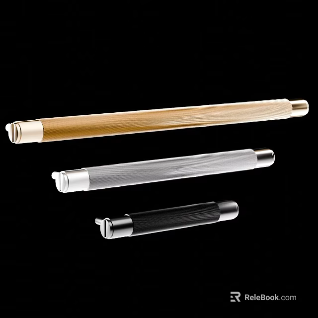 Sleek Modern Metallic Handles in Gold Silver and Black for Furniture Design 3d model 