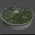 Aerial Planning Model of Urban City Layout with Green Spaces and Buildings