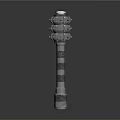 Ornate Decorative Column With Intricate Layered Carvings And Metallic Surface Against Dark Background