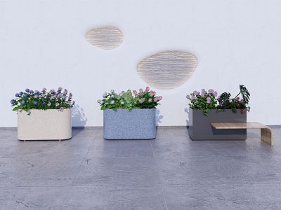 Modern Flower Box Hydrangea 3d model