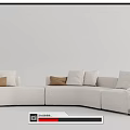 White Modular Sectional Sofa with Curved Design Brown Throw Pillows and Blanket 3d model