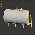 Silver Metal Cylindrical Industrial Storage Tank With Ladder And Top Cover