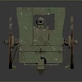 Historical Ancient Cannon With Green Barrel And Wooden Wheels Design