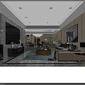 Modern Restaurant Interior With Open Layout Marble Dining Tables And Elegant Decorative Art 3d model