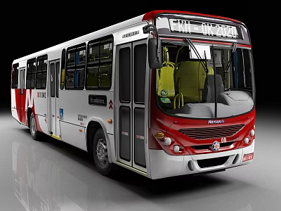 Modern Red And White City Bus Exterior Design With 3d model