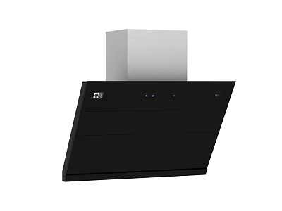 Modern Black Kitchen Range Hood Appliance With Silver Chimney Sleek Design And Control Panel 3d model