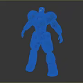Robot Character With Blue And Black Armor Silver Details And Metallic 3D Design