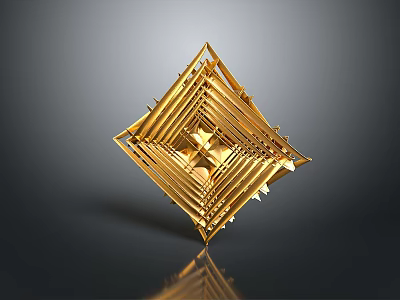 Golden Geometric 3D Decorative Ornament With Artistic Design For Home Living 3d model