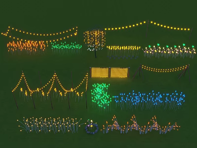 Variety of Colorful Outdoor Lights Including String Tree Arch and Wreath Decorations 3d model