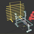 Sturdy Fitness Equipment With Barbell Rack Multiple Bars Weight Bench Red Top And Dumbbells