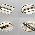 Modern Geometric Ceiling Lights With Black Gold Frames And Illuminated Design 3d model