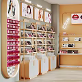 Stylish Cosmetics Store Interior With Lipstick Displays Shelves And Decorative Lighting Fixtures
