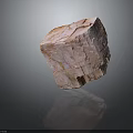 Pink Layered Stone With Wood Like Grain Texture In Irregular Block On Dark Reflective Background