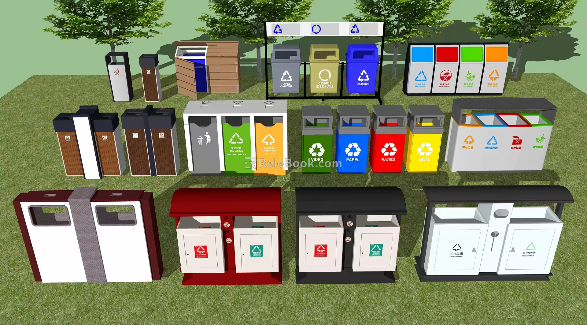 Modern trash can sorting trash can 3d model