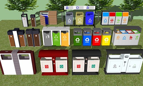 Modern trash can sorting trash can 3d model