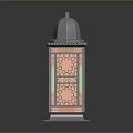 Traditional Decorative Lantern With Intricate Geometric Patterns Colorful Accents Dome Top And Sturdy Base