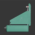 Green Kitchen Appliance Featuring Red Roller And Metal Grid For Dough Pressing