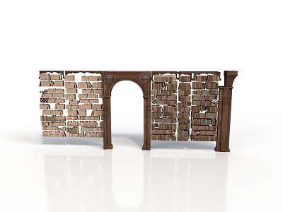Decorative Book Arch Structure With Stacked Books And Wooden Frame Design 3d model