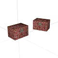 Red Decorative Boxes With Intricate Pattern Design And Metal Clasps 3d model