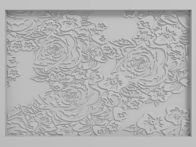 Elegant Relief Wall With Intricate Rose Patterns And Floral Designs 3d model