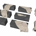 Home Furniture Collection Covered With Plaid Fabric Including Sofa Bench And Table