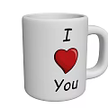 White Ceramic Cup Featuring I Love You Text And Red Heart Design 3d model