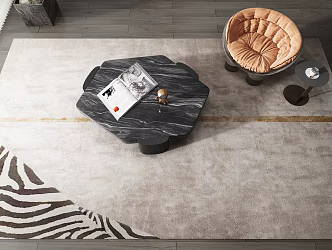Home Living Room Zebra Pattern Patchwork Carpet 3d model